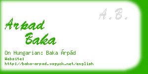 arpad baka business card