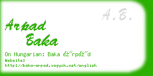 arpad baka business card
